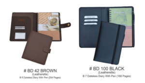 BD 42 Brown Leatherette and BD 100 Black Leatherette With Pen