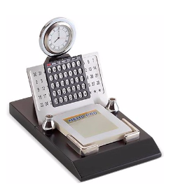 Stainless steel lifetime calendar with memo pad and pen stand