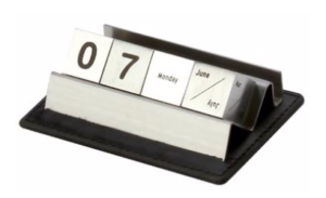 Stainless steel lifetime calendar with space for keeping visiting cards