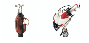 Miniature Golf Club Bags Made in Leatherette with Golf Accessories