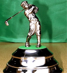 Nickel Plated Brass Bowl with Golfer