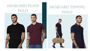 JACK & JONES JACQUARD SOLID POLO 100% Cotton Premium Plain T-shirts