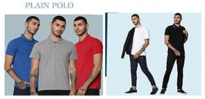 JACK & JONES SOLID POLO 100% Cotton Plain T-shirts